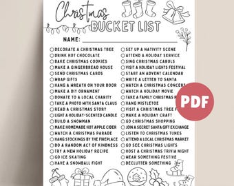 Christmas Bucket List Printable: Holiday Activities for Kids & Family (PDF Download