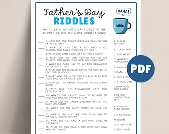 Adivinanzas del Día del Padre para una divertida fiesta, juego imprimible, chistes, actividades, PDF