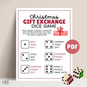 Weihnachtsgeschenk Umtausch Würfelspiel für Weihnachtsfeier Spiel Druckbares Weihnachtsgeschenk Umtausch Spiel, Weihnachtsaktivitäten Weihnachtswürfelspiel