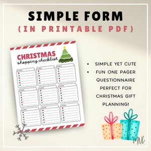 K&ouml;nnte beinhalten: Druckbare Weihnachts-Einkaufsliste mit einem festlichen rot-wei&szlig; gestreiften Rand. Die Liste enth&auml;lt eine Weihnachtsbaumgrafik und Platz zum Schreiben von Namen und Artikeln, die gekauft werden sollen.