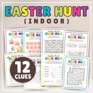 Easter Hunt Clues for Indoor Treasure Hunt, Easter Egg Hunt, Easter Scavenger, Kids Easter Game, Easter Activity Easter Treasure Hunt Clues