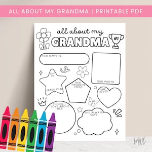 All About My Grandma Questionnaire for Mother’s Day Activity, Mothers Day Gift for Grandma Printable PDF, Grandparents Day Instant Download