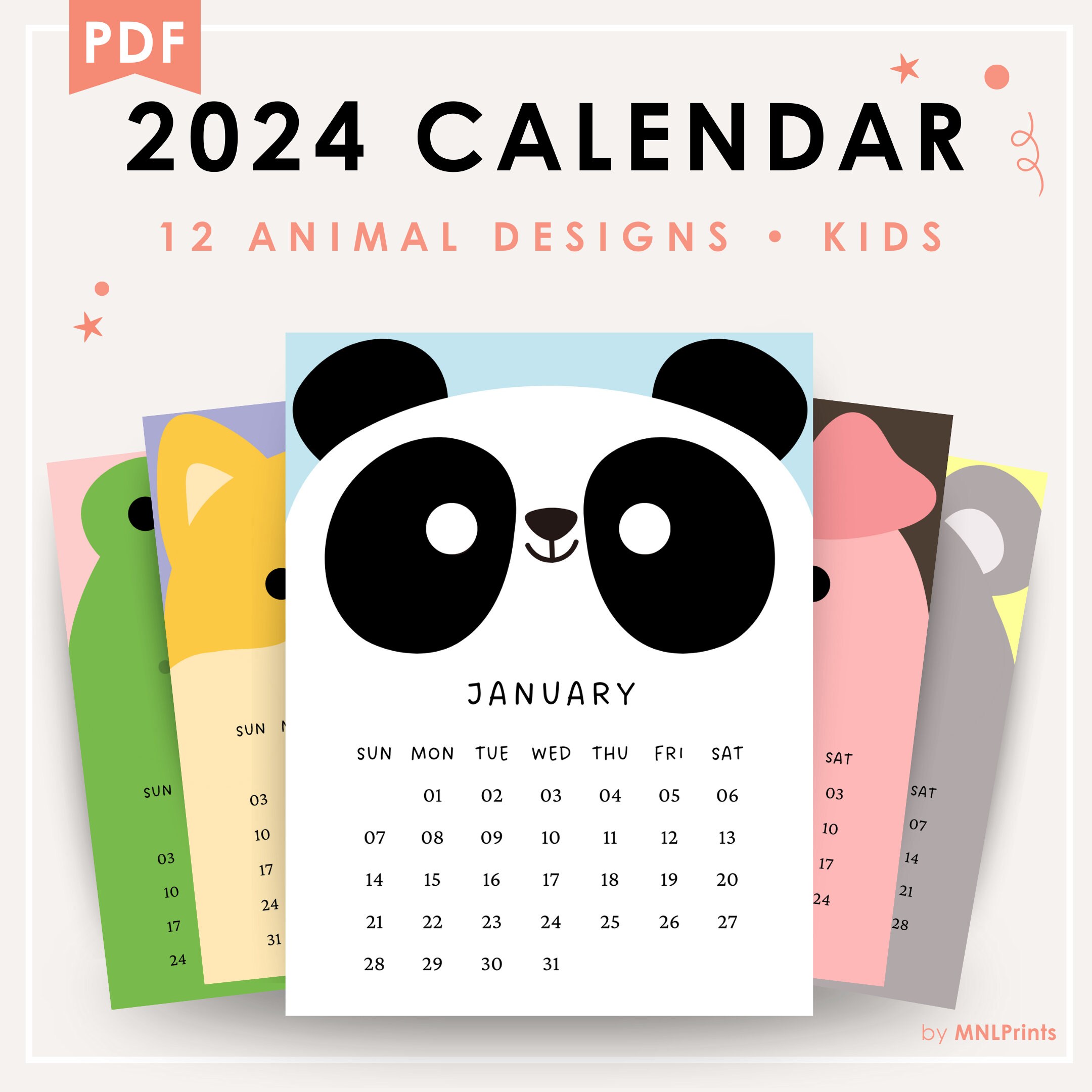 Printable Calendar 2024 for Kids Calendar 2024 Calendar Cute Calendar