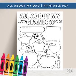 Cuestionario "Todo sobre mi abuelo", actividad para el Día del Padre, imprimible "Todo sobre mi abuelo", Día de los Abuelos, regalo para el abuelo