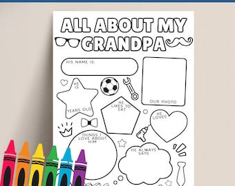 All About My Grandpa Questionnaire, Father’s Day Activity, All About Grandpa Printable Fill in the Blank, Grandparents Day, Gift For Grandpa