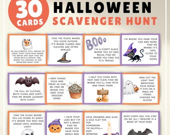 Halloween Scavenger Hunt for Halloween Party Game Printable Halloween Game for Kids Halloween Printable Indoor Outdoor Treasure Hunt Clues