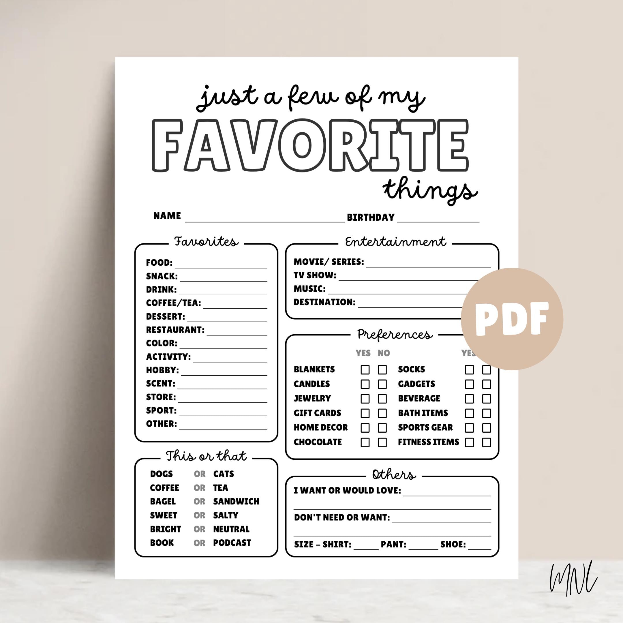 Favorites Survey For Coworker Questions Staff Appreciation All About Me Survey For Work Gift Exchange Teacher Appreciation Team Building PDF