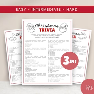 Christmas Trivia Game Bundle for Christmas Party Game, Christmas Quiz Office Party , Family Game, Holiday Party Game Christmas Printable PDF