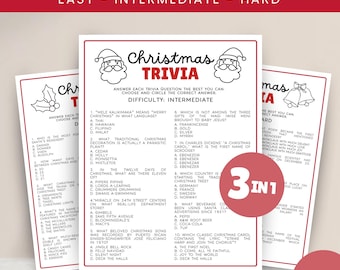 Christmas Trivia Game Bundle for Christmas Party Game, Christmas Quiz Office Party , Family Game, Holiday Party Game Christmas Printable PDF