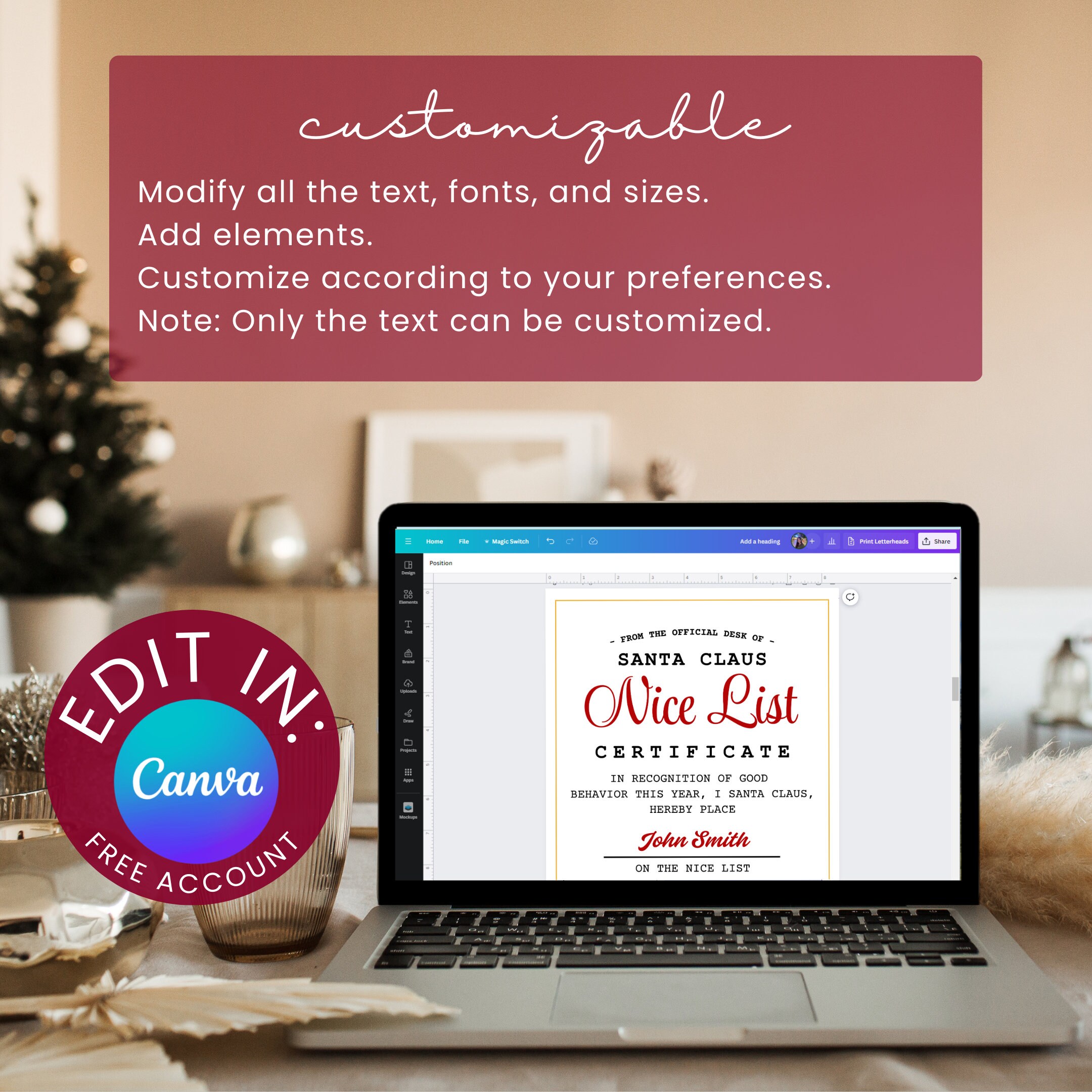 Letter From Santa Nice List Certificate Bundle for Christmas Eve Box ...