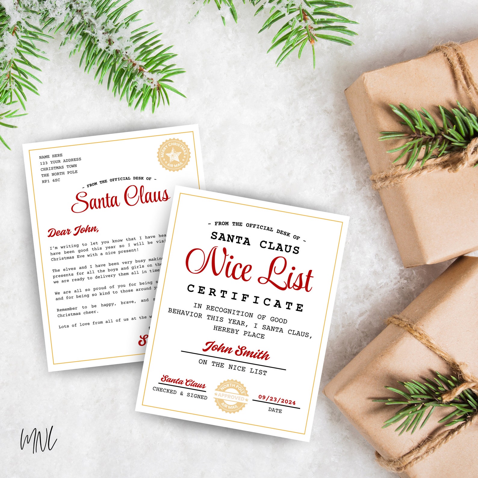 Letter From Santa Nice List Certificate Bundle for Christmas Eve Box ...