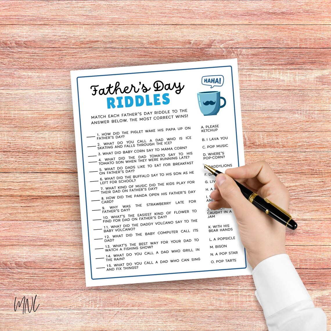 Fathers Day Riddles Game for Funny Father’s Day Party, Printable Father ...