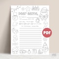 Letter to Santa Coloring Page Printable Christmas Wish List, Dear Santa Letter for Kids Christmas Activity, Christmas Coloring Printable PDF