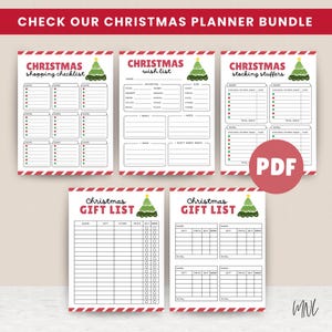 Weihnachtseinkaufsliste für Weihnachtsgeschenkliste druckbare Weihnachtsliste für Feiertagseinkäufe, Weihnachtsplaner, druckbares PDF für Weihnachten Bild 9