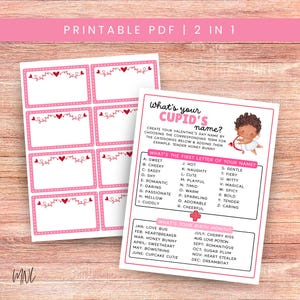 Valentine’s What&#39;s Your Name Game with Name Tag, What’s Your Cupid Name Game Printable Valentine Party Game, Valentines Activity PDF