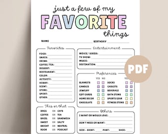 Favorites Survey For Coworker Questions Staff Appreciation All About Me Survey For Work Gift Exchange Teacher Appreciation Team Building PDF