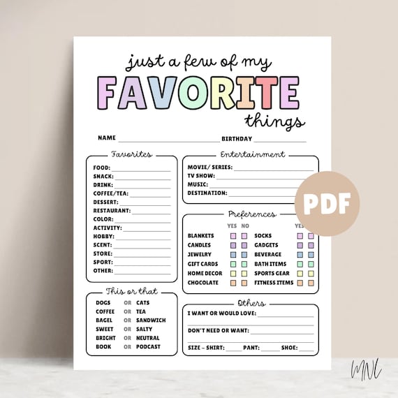 Favorites Survey For Coworker Questions Staff Appreciation All About Me Survey For Work Gift Exchange Teacher Appreciation Team Building PDF