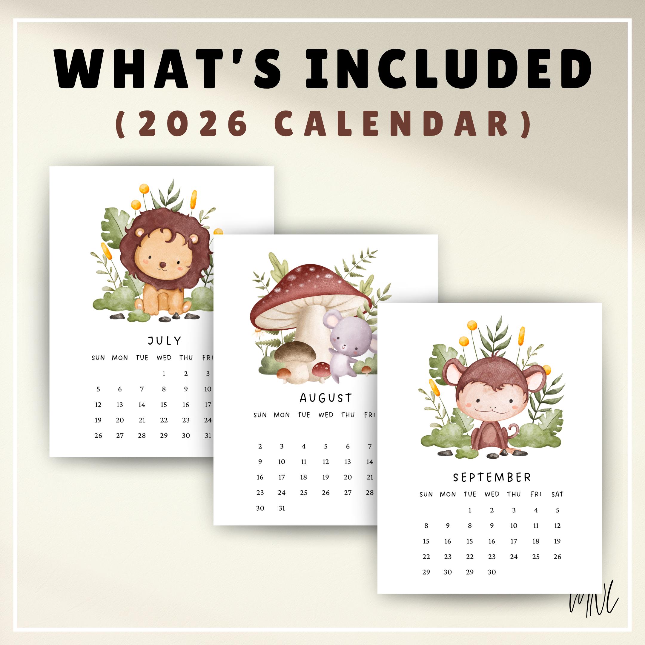 Printable Calendar 2026 for Kids Calendar 2026 Calendar Cute Calendar ...
