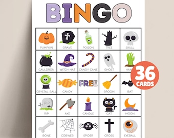 Halloween Bingo Cards for Halloween Party Game, Halloween Activity, Halloween Printable Bingo, Halloween Games for Kids and Adults Bingo PDF