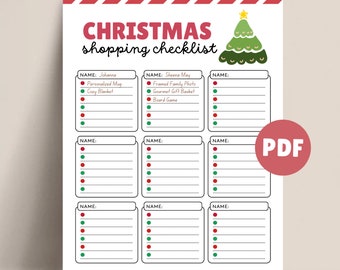 Christmas Shopping List for Christmas Gift List Printable Christmas List for Holiday Shopping, Christmas Planner, Christmas Printable PDF