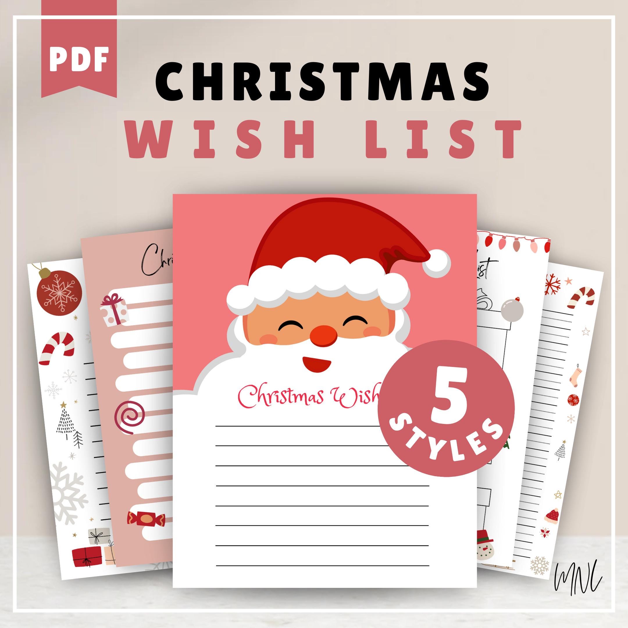 Christmas Wish List Christmas Printable Christmas Letter to Santa Wish List Kids Christmas List Dear Santa Letter Printable Holiday Wishlist