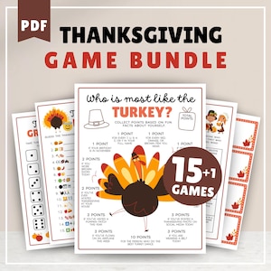 Thanksgiving Game Bundle, Thanksgiving Party Game, Friendsgiving Game Printable Game, Office Party Game Family Game Night Thanksgiving Games