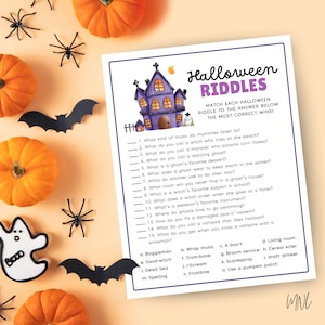 Halloween Riddles for Halloween Party Game Printable Halloween Games for Kids Teens and Adults, Halloween Activities Halloween Trivia, PDF