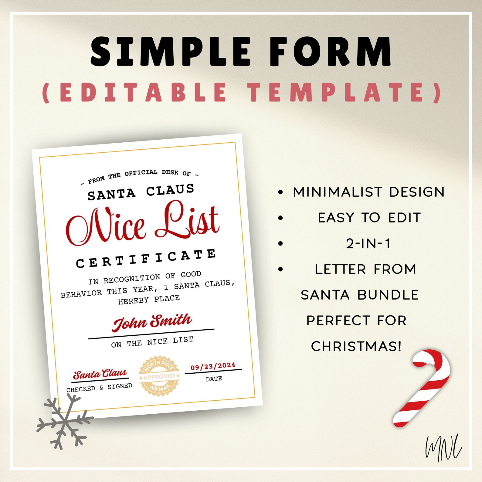 Letter From Santa Nice List Certificate Bundle for Christmas Eve Box ...