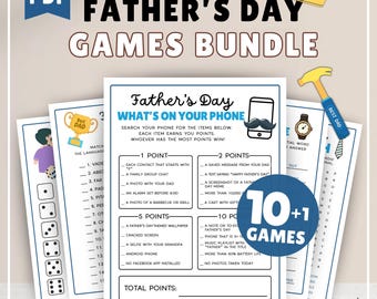 Paquete de 11 juegos para el Día del Padre, Actividades para el Día del Padre, Paquete para el Día del Padre, Juegos familiares imprimibles, Fiesta del Día del Padre, Noche de juegos en familia