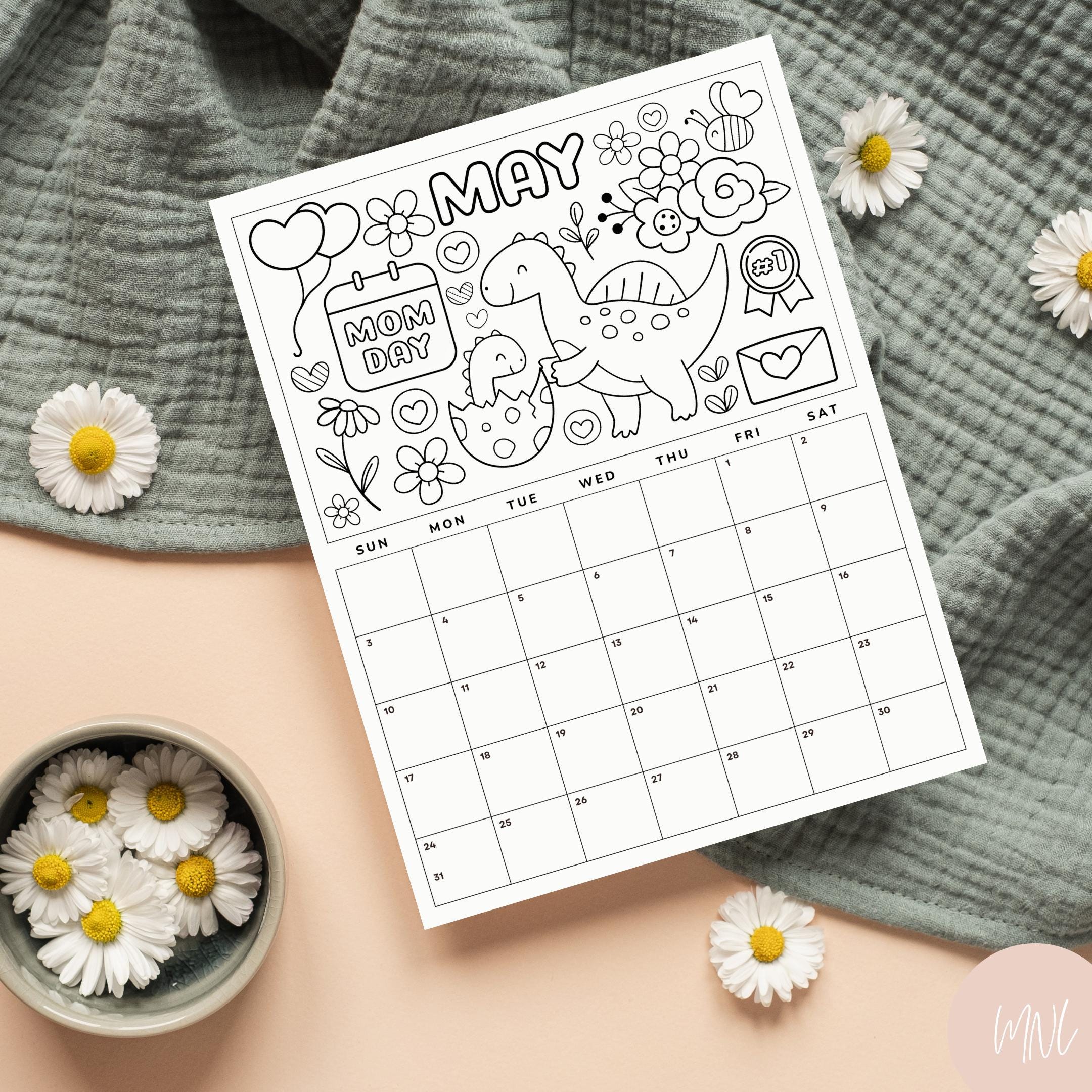 Kids Monthly Calendar 2026, Printable Coloring Calendar for Kids, 2026 ...