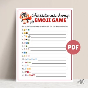 Christmas Song Emoji Game For Christmas Party Game Emoji Pictionary Guess The Christmas Song Game Christmas Printable Holiday Party Games