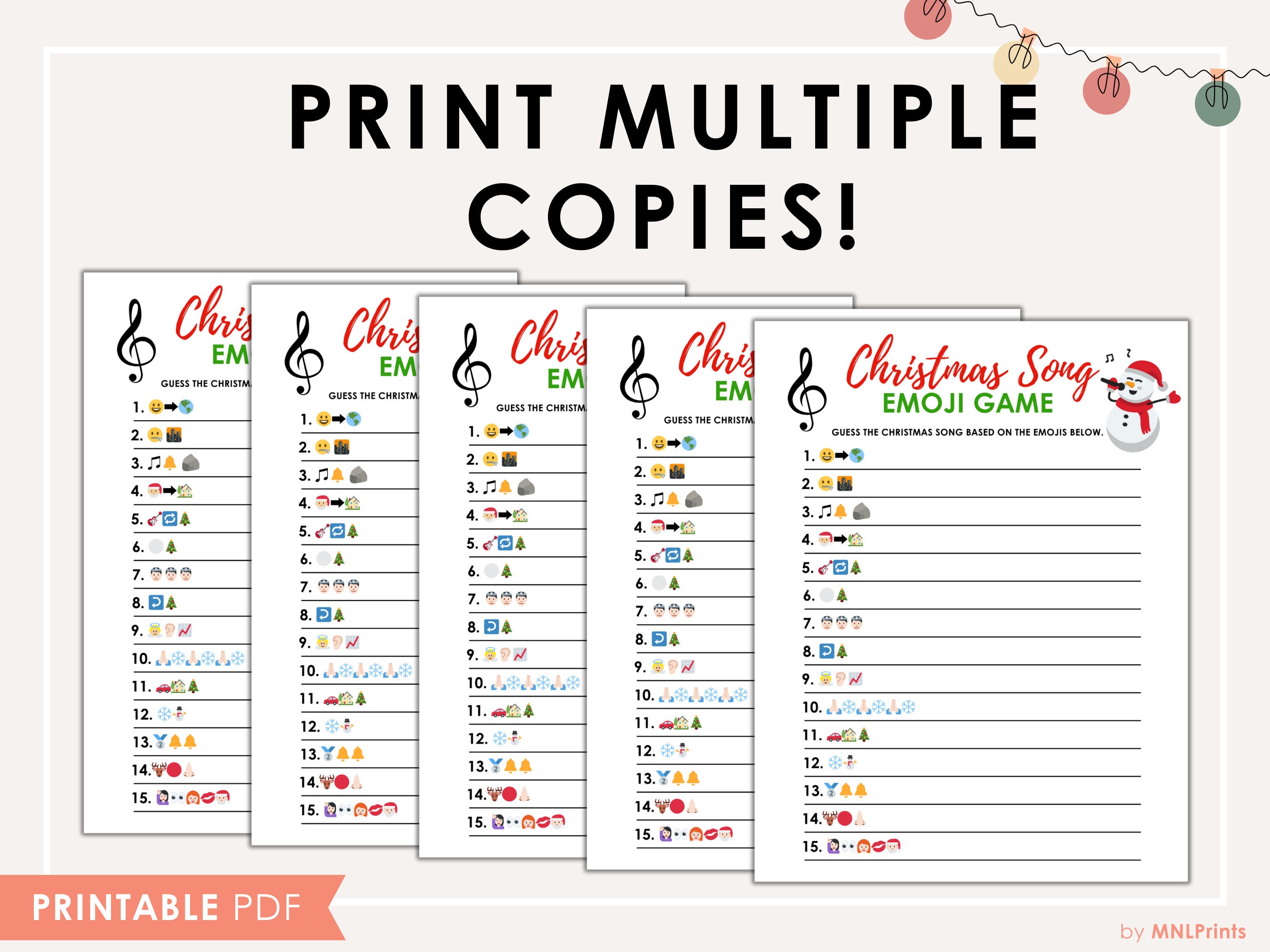 Christmas Song Emoji Game for Christmas Party Game Emoji Pictionary ...