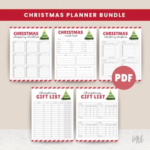 Christmas List Bundle – Christmas Shopping List, Christmas Gift List, Christmas Wish List, and Stocking Stuffers, Holiday Planner, PDF