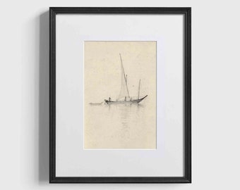 Vintage Nautical Sailing Art Print: Seaside Beach Decor (Digital Download)