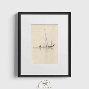 Vintage Nautical Sailing Art Print: Seaside Beach Decor (Digital Download)