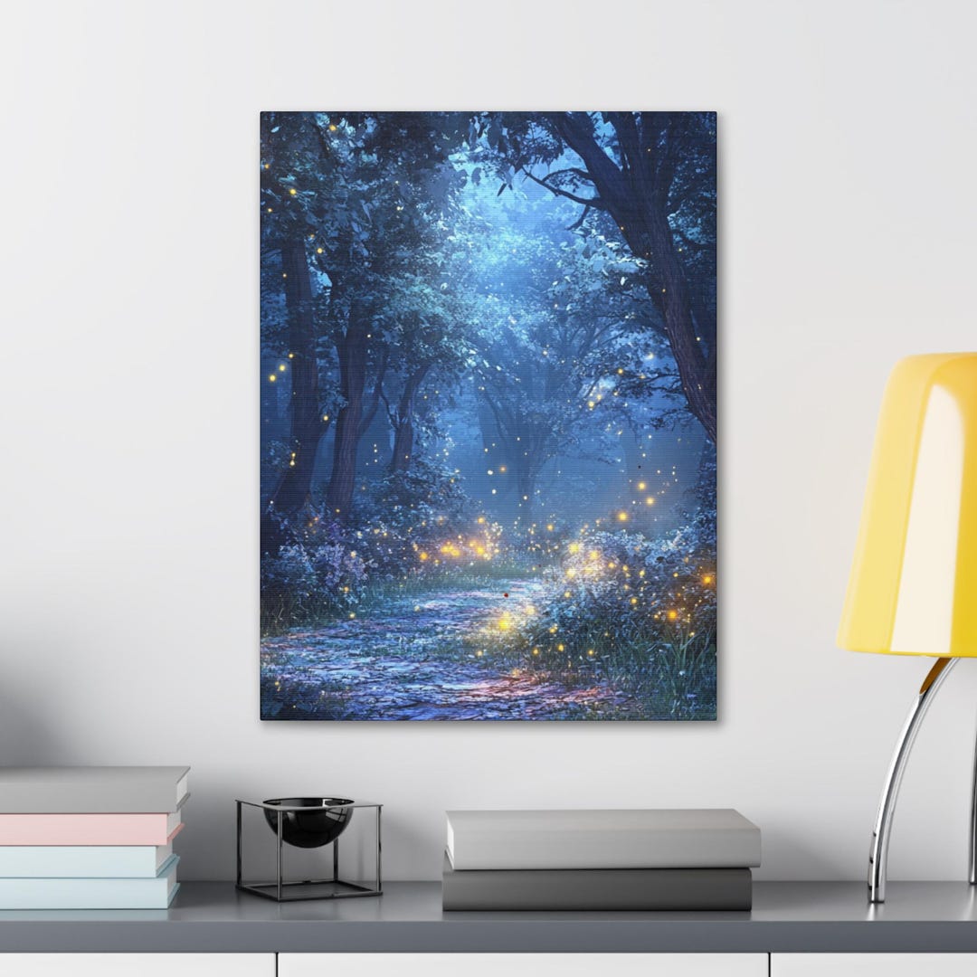 Canvas Wraps, Dark Forest Firefly Fantasy Art, Wall Art Home Decor ...