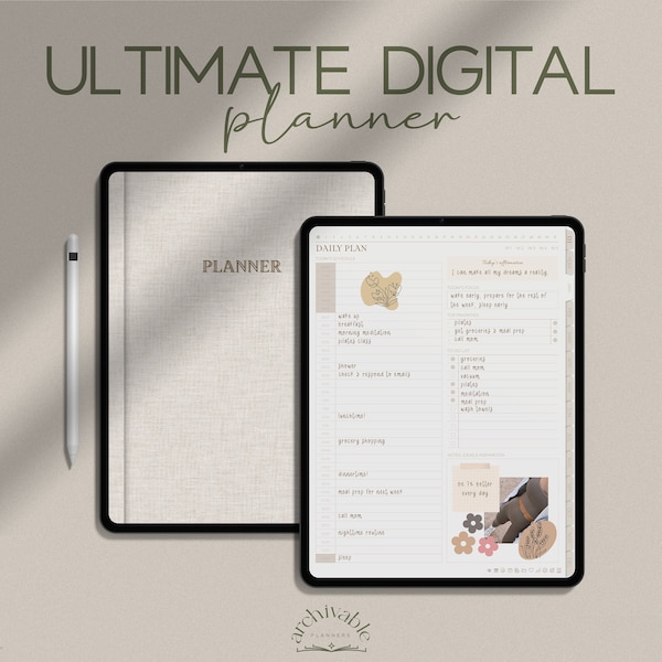 Digitale Planner | Ongedateerde planner | Minimalistische planner | GoodNotes-planner | iPad-planner | Weekplanner | Dagelijkse planner | Maandelijkse planner