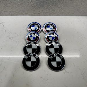 BMW Heritage|Black Emblem Set | Hood & Trunk Badge Pair (82mm + 74mm) | Fits Most BMW Models