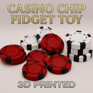 3Dプリントカジノチップフィジェットトイ - ADHD、不安、デスクトイ、ゲーマーギフト、ストレス解消のためのポーカーチップスピナー