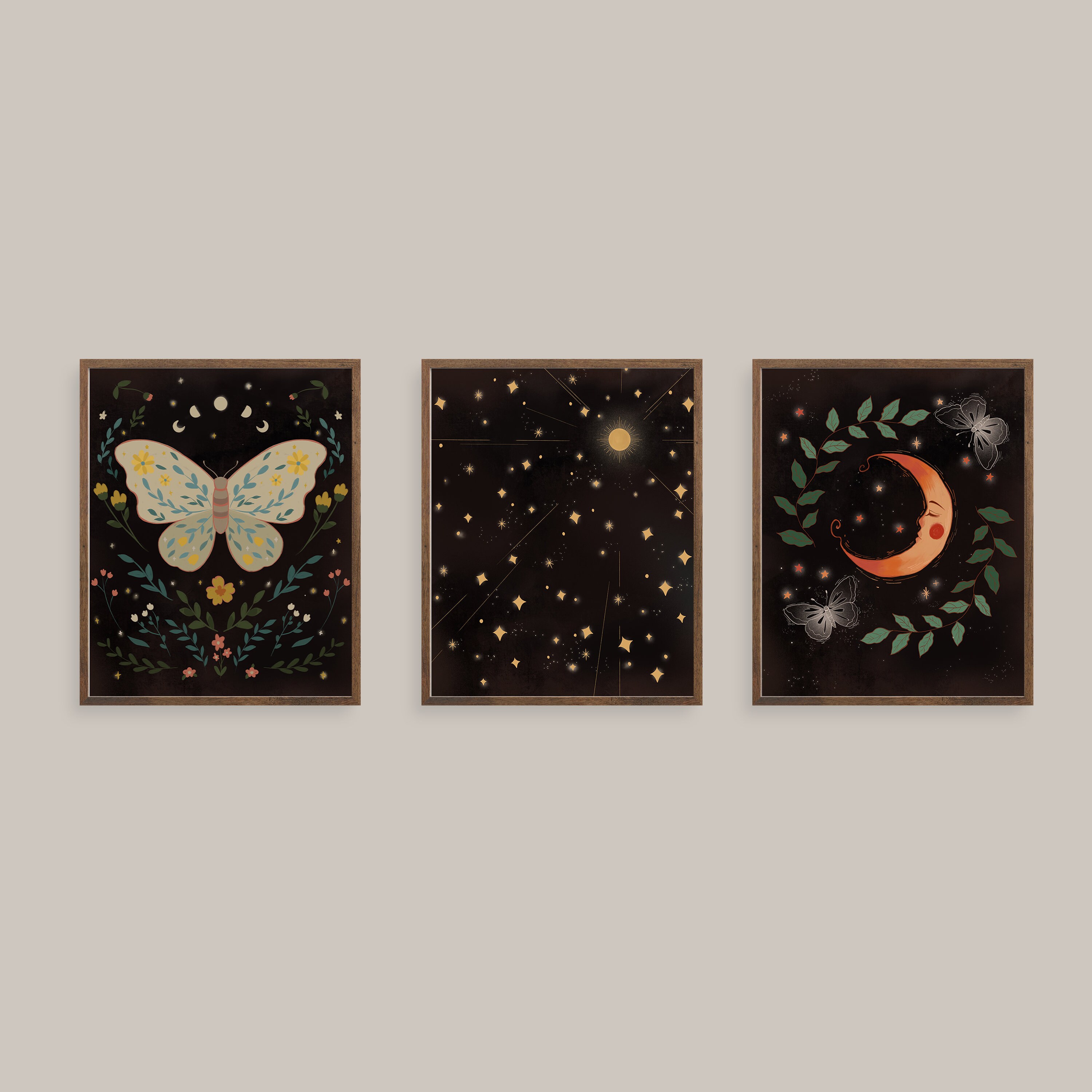 Set of 3 Whimsigoth Wall Art Decor, Witchy Art Print, Moody Print ...