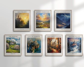 All 7 Prythian Courts Prints, Acotar Sarah J Maas Wall Art Booktok Bookish Merch art printable wall decor Gift, Night Court, Velaris Print