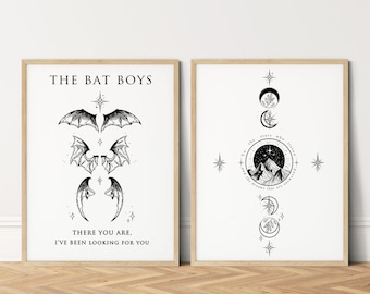 2er Set Drachen Art Prints, Booktok Bookish Merch Kunst druckbare Wanddekoration Geschenk