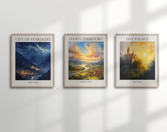 Prythian Courts Prints, Acotar Sarah J Maas Wall Art Booktok Bookish Merch art printable wall decor Gift, Night Court, Velaris Print