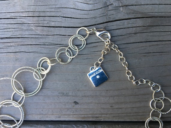 Silver tone necklace Interlocking circles necklac… - image 2