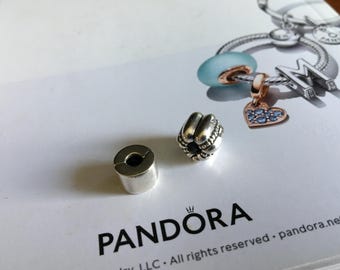 ONE Authentic Pandora Smooth OR Ribbed clip spacers Pre-loved Pandora Smooth clip charm OR Ribbed clip charm Retired Pandora Sterling Silver