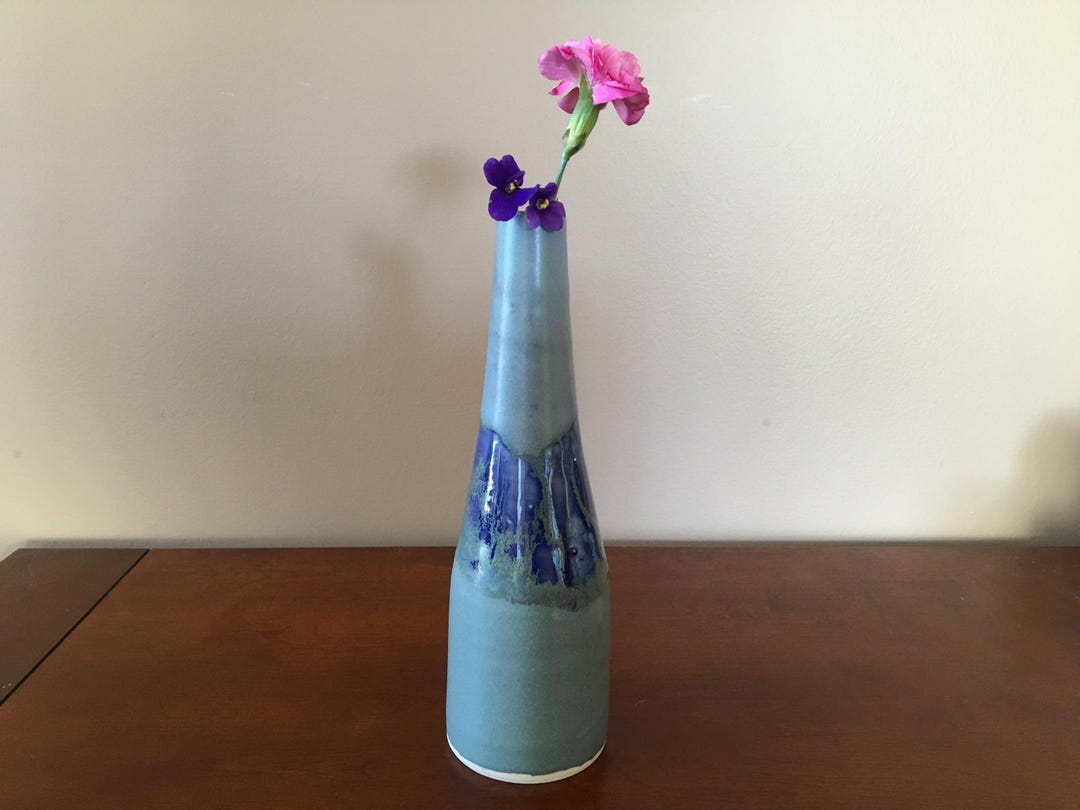 Studio Art Pottery Bud Vase Vintage Pottery Artist Signed Vase Blue - Etsy