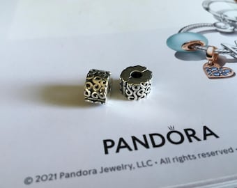Pair of Authentic Retired Pandora S swirl clip spacers Pre-loved Pandora Swirl clip charm spacers Sterling Silver