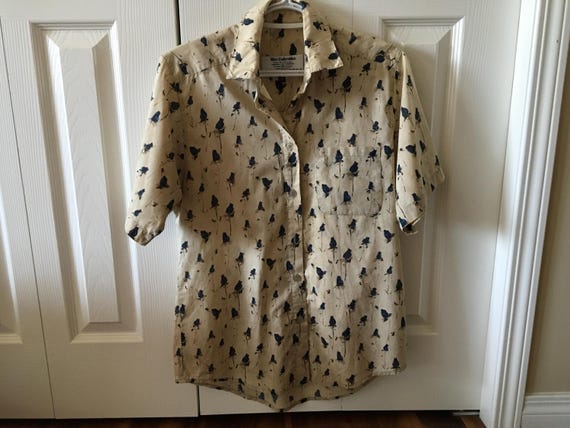 Tilley, Vintage Liberty of London Fabric Shirt Tilley Endurables Shirt Short Sleeve Liberty of London floral Liberty Art Fabrics Blouse Blue Roses