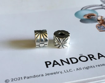 Pair of Authentic Retired Pandora Starburst clip spacers Pre-loved Pandora Star clip charm spacers Sterling Silver celestial charm