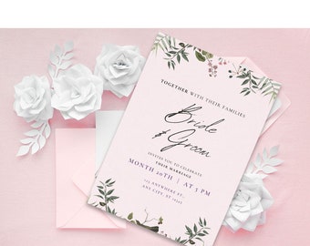 Elegant Wedding Invitation Template Set - Editable and Printable Suite for Formal Invitations, RSVP, and Details Card